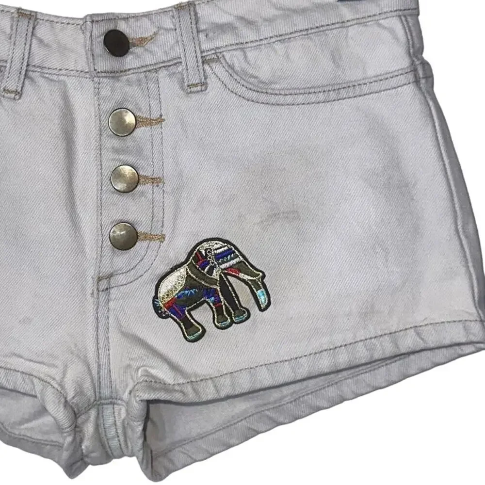 American Apparel Upcycled Womens High Waisted Light Wash Denim Jean Shorts 25